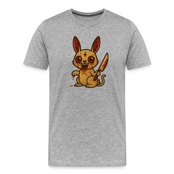 Lapin Sanglant Illustration - T-shirt bio Premium Homme - gris chiné - Devant - Damien (186cm)