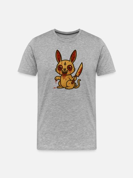 Bloody Rabbit Illustration - Men's Premium Organic T-Shirt - heather grey