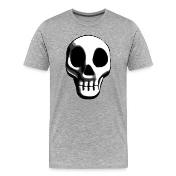 Minimalist Totenkopf Design in Schwarz und Weiß - Männer Premium Bio T-Shirt - Grau meliert - Vorne - Damien (186cm)