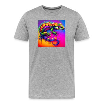Gecko - T-shirt bio Premium Homme - gris chiné - Devant - Damien (186cm)