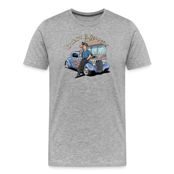 Retro Drive-In Rockabilly Design - Men's Premium Organic T-Shirt - heather grey - Front - Damien (186cm)