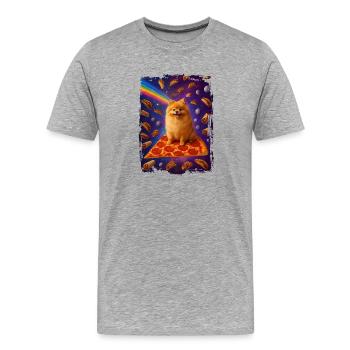 Pizza pour chiot avec arc-en-ciel dans l'espace - T-shirt bio Premium Homme - gris chiné - Devant - Damien (186cm)