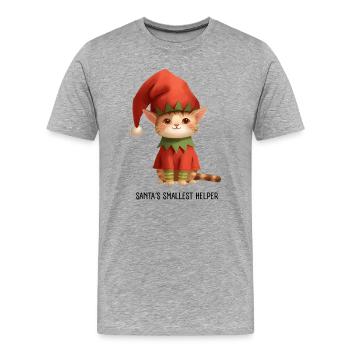 Imprimé chaton de Noël ludique - T-shirt bio Premium Homme - gris chiné - Devant - Damien (186cm)