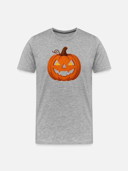 Citrouille Helloween avec visage effrayant - T-shirt bio Premium Homme - gris chiné