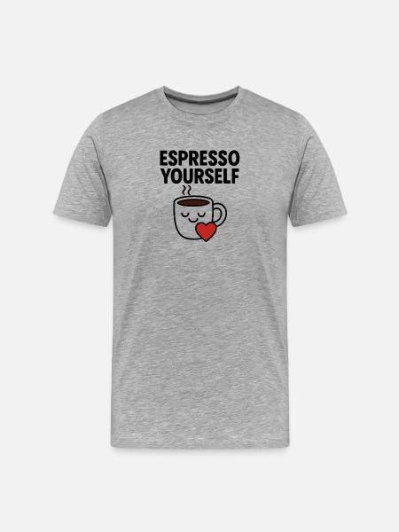 Adorable Coffee Mug with Heart - Men's Premium Organic T-Shirt - heather grey