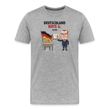 Deutschland Note 6 Motiv mit Lehrer  - Männer Premium Bio T-Shirt - Grau meliert - Vorne - Damien (186cm)