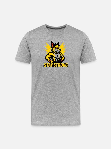 Kraftvoller Wolf mit Blitzmotiven - Männer Premium Bio T-Shirt - Grau meliert