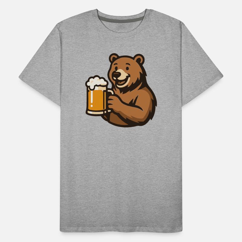 Bear with beer glass illustration Men's Premium Organic T-Shirt