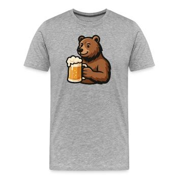 Bière et ours, l’amour de la bière - T-shirt bio Premium Homme - gris chiné - Devant - Damien (186cm)