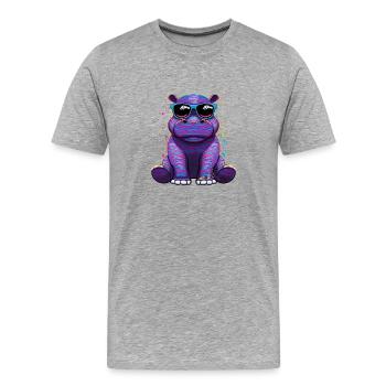 Africa Safari Hippopotamus Animal Hippopotamus - Men's Premium Organic T-Shirt - heather grey - Front - Damien (186cm)