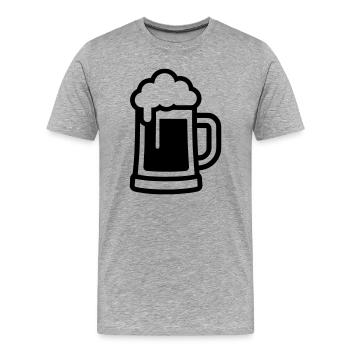 Verre à bière symbole bière - T-shirt bio Premium Homme - gris chiné - Devant - Damien (186cm)
