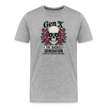 Gen X Génération badass avant la naissance S’amuser - T-shirt bio Premium Homme - gris chiné - Devant - Damien (186cm)
