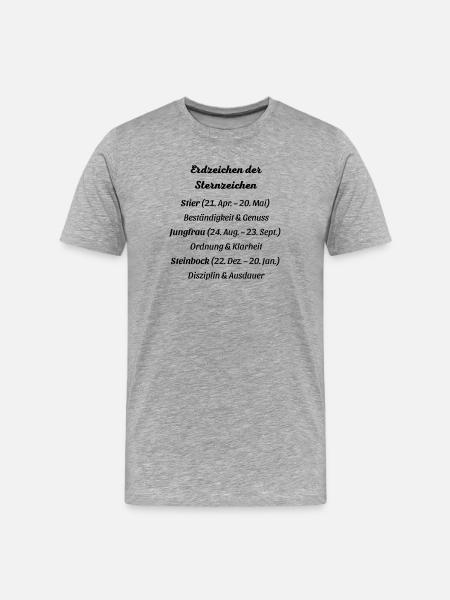 Erdzeichen_der_Sternzeichen - Männer Premium Bio T-Shirt - Grau meliert