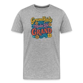 Les petits-enfants rendent la vie grandiose et dynamique - T-shirt bio Premium Homme - gris chiné - Devant - Damien (186cm)