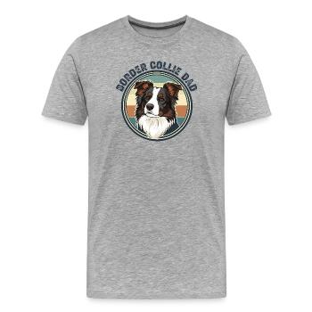Border Collie Dad Retro Motiv für Hundeväter - Männer Premium Bio T-Shirt - Grau meliert - Vorne - Damien (186cm)