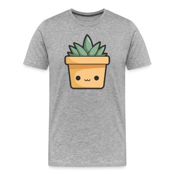 Kawaii Blumentopf - Männer Premium Bio T-Shirt - Grau meliert - Vorne - Damien (186cm)