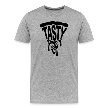 Tasty Pizza - Food Lover Design - Men's Premium Organic T-Shirt - heather grey - Front - Damien (186cm)