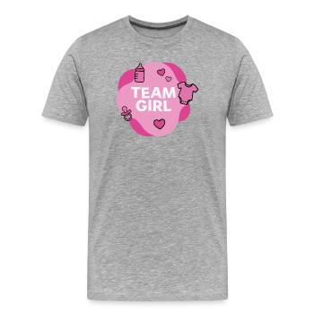 Team Girl Baby Shower Design - Männer Premium Bio T-Shirt - Grau meliert - Vorne - Damien (186cm)