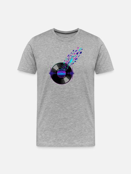 Retro Vinyl and Digital Skyline Design - Men's Premium Organic T-Shirt - heather grey