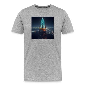 Gratte-ciel lumineux la nuit - T-shirt bio Premium Homme - gris chiné - Devant - Damien (186cm)