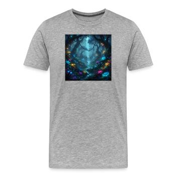 Glowing enchanted forest in the dark - Men's Premium Organic T-Shirt - heather grey - Front - Damien (186cm)