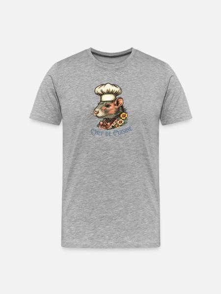 Cooking Rat with Chef Hat - Men's Premium Organic T-Shirt - heather grey