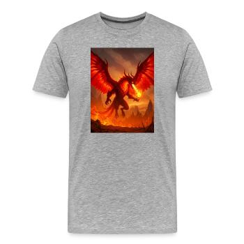 Phénix monstrueux, oiseau-démon ardent aux yeux en fusion - T-shirt bio Premium Homme - gris chiné - Devant - Damien (186cm)