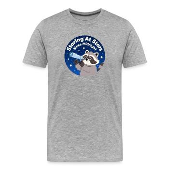 Ours de nuit avec télescope - T-shirt bio Premium Homme - gris chiné - Devant - Damien (186cm)