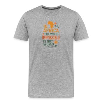 Afrika stärken – inspirierendes Zitat-Design - Männer Premium Bio T-Shirt - Grau meliert - Vorne - Damien (186cm)