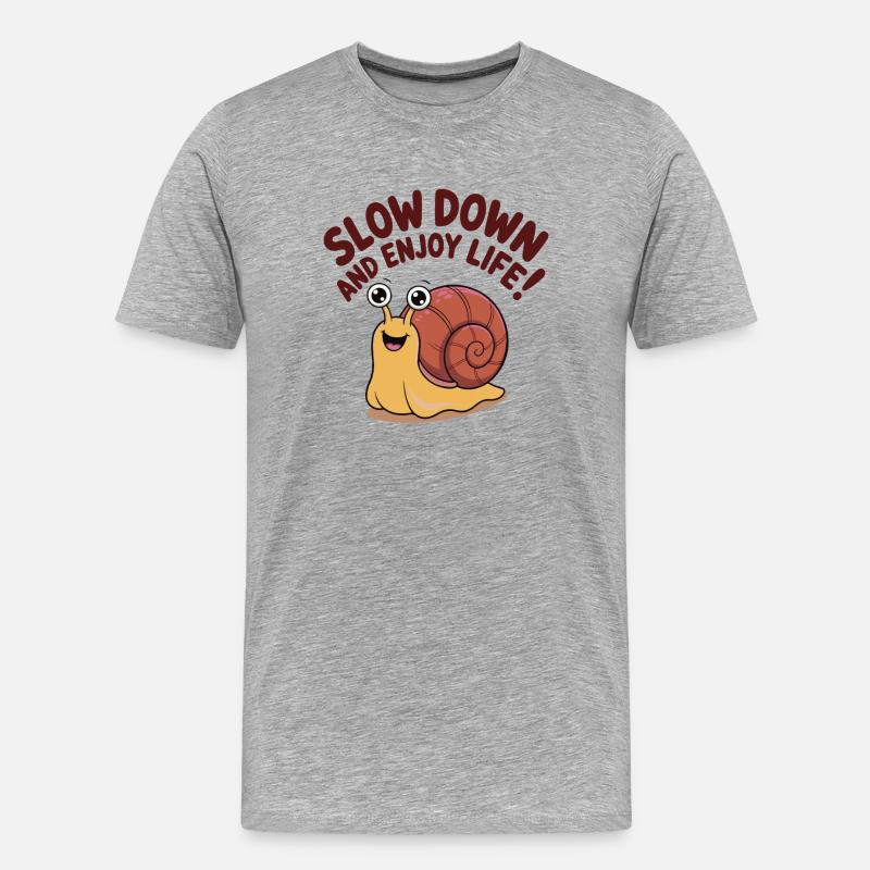 Skurrile Schnecke mit inspirierender Botschaft - Männer Premium Bio T-Shirt - Grau meliert