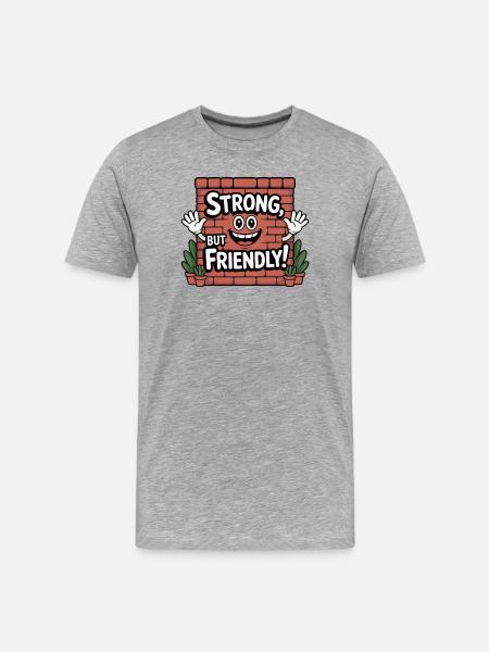 Playful Brick Wall Friendship Design - Men's Premium Organic T-Shirt - heather grey