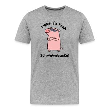 Yippie-Ya-Yeah Joue de porc - T-shirt bio Premium Homme - gris chiné - Devant - Damien (186cm)
