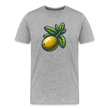 Abbildung: Grüne Oliven - Männer Premium Bio T-Shirt - Grau meliert - Vorne - Damien (186cm)