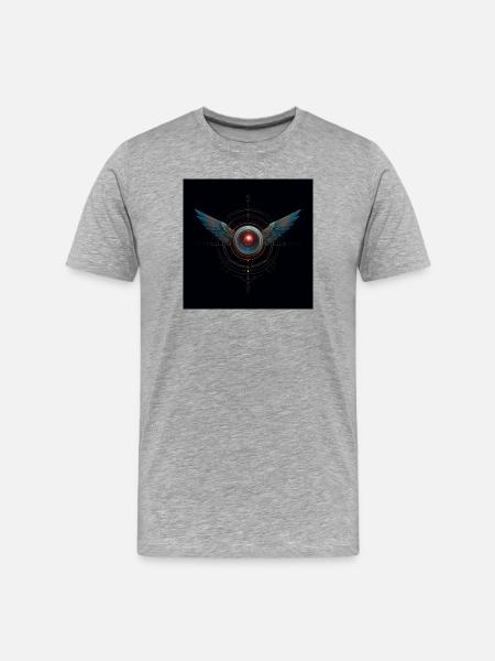 Futuristic Winged Emblem – Techno Vision - Men's Premium Organic T-Shirt - heather grey