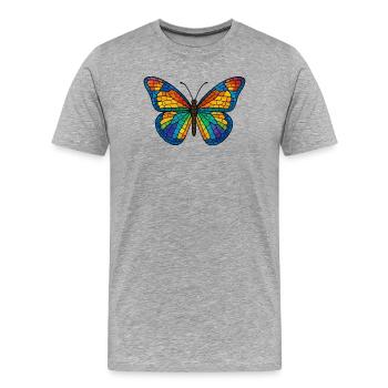 Bunter Mosaik-Schmetterling - Männer Premium Bio T-Shirt - Grau meliert - Vorne - Damien (186cm)