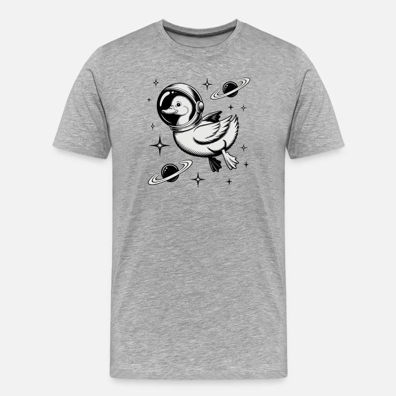 Goose in Space - Cool Astonomy Logo - Männer Premium Bio T-Shirt - Grau meliert