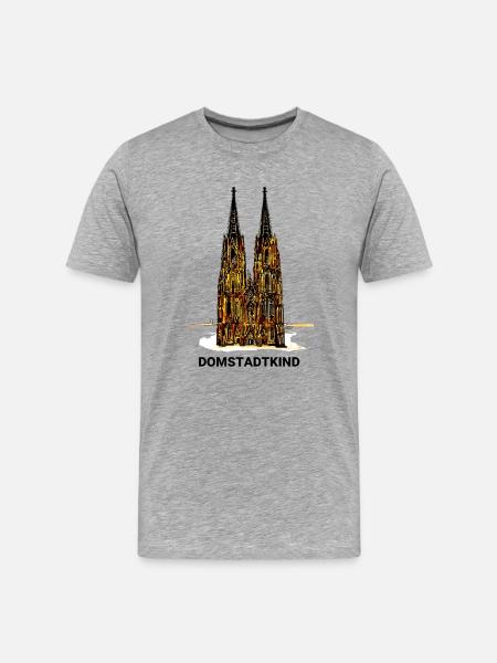Kölner Dom - Domstadtkind - Männer Premium Bio T-Shirt - Grau meliert