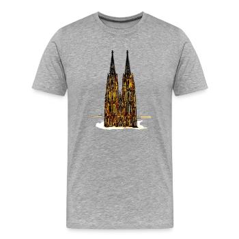 Kölner Dom - Männer Premium Bio T-Shirt - Grau meliert - Vorne - Damien (186cm)