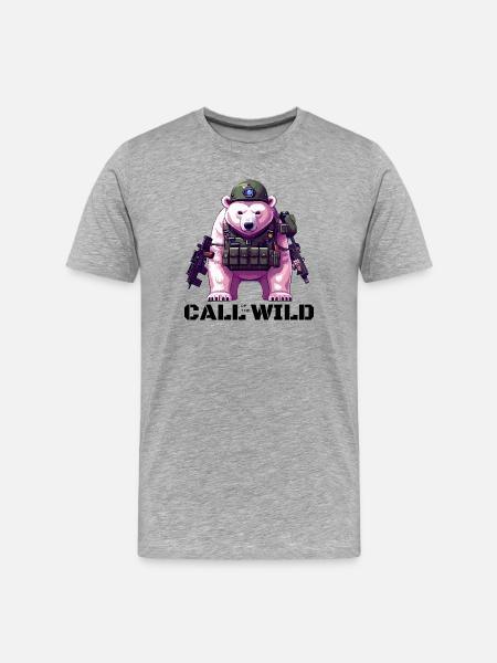 Call of the Wildbear – Pixel Ops Edition - Men's Premium Organic T-Shirt - heather grey