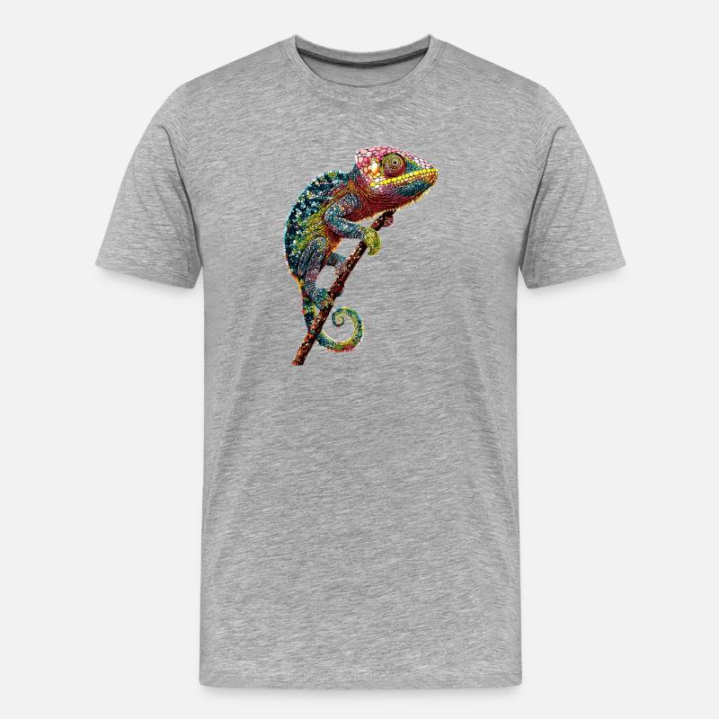 Chamäleon Echse Reptil Chameleon Leguan Eidechse - Männer Premium Bio T-Shirt - Grau meliert