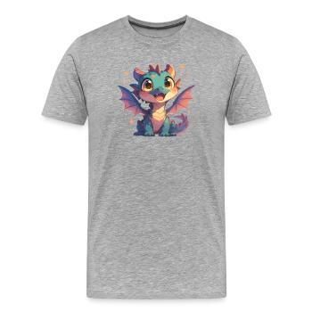 Drachen Drache - Männer Premium Bio T-Shirt - Grau meliert - Vorne - Damien (186cm)