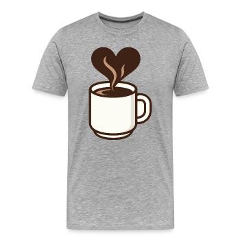 Heart-shaped coffee dream - Men's Premium Organic T-Shirt - heather grey - Front - Damien (186cm)
