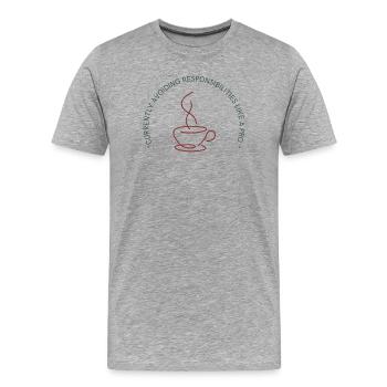 Minimalistisches Kaffeetassen-Linien-Art-Design - Männer Premium Bio T-Shirt - Grau meliert - Vorne - Damien (186cm)