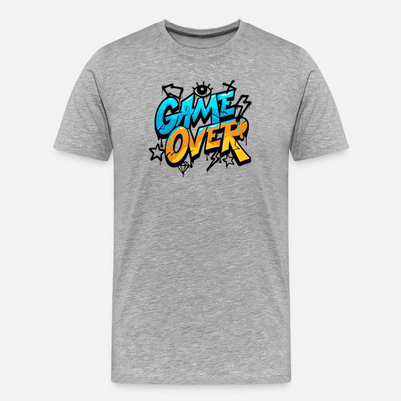 Game Over Graffiti Style Design - Männer Premium Bio T-Shirt - Grau meliert