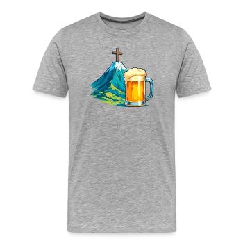 Illustration du festival de la bière de Mountain Cross - T-shirt bio Premium Homme - gris chiné - Devant - Damien (186cm)