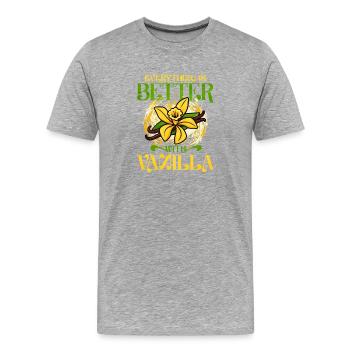 Vanille mit Vanilleblume - Männer Premium Bio T-Shirt - Grau meliert - Vorne - Damien (186cm)