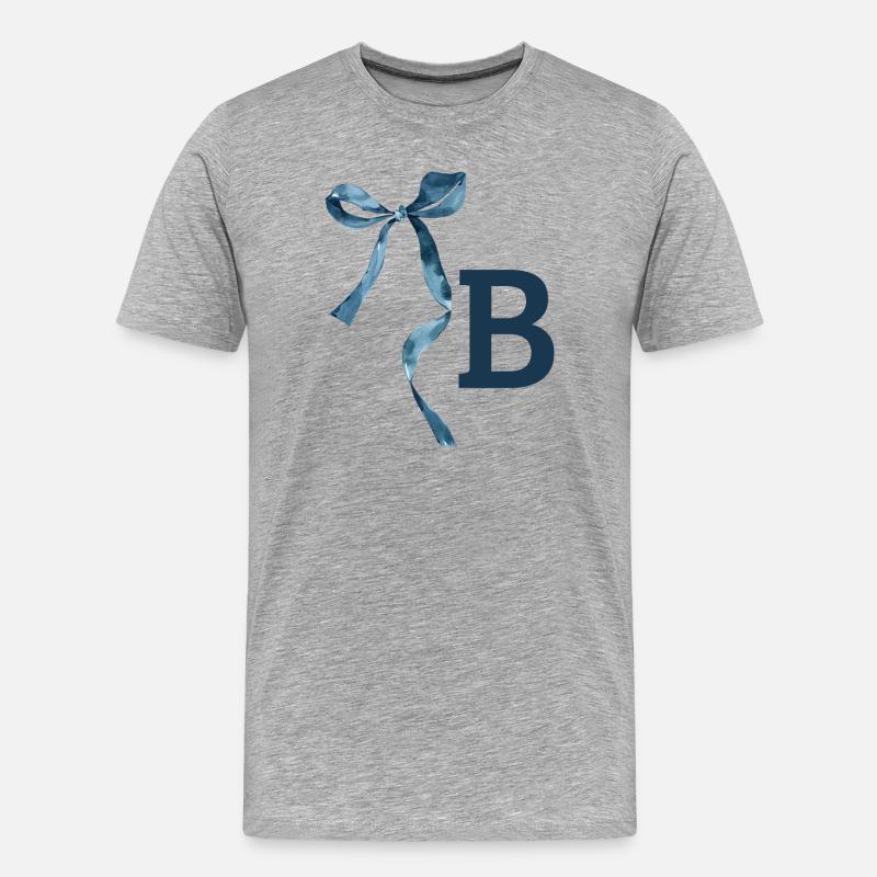 Monogramm b Geschenkidee - Männer Premium Bio T-Shirt - Grau meliert