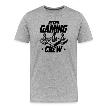 Retro Gaming Crew Gamer - T-shirt bio Premium Homme - gris chiné - Devant - Damien (186cm)