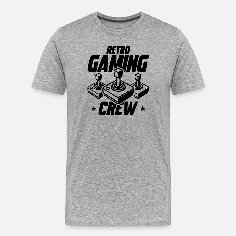 Retro Gaming Crew Gamer - Männer Premium Bio T-Shirt - Grau meliert