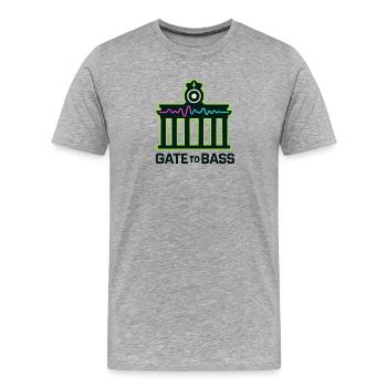 Gate to Bass – Berlin - Men's Premium Organic T-Shirt - heather grey - Front - Damien (186cm)